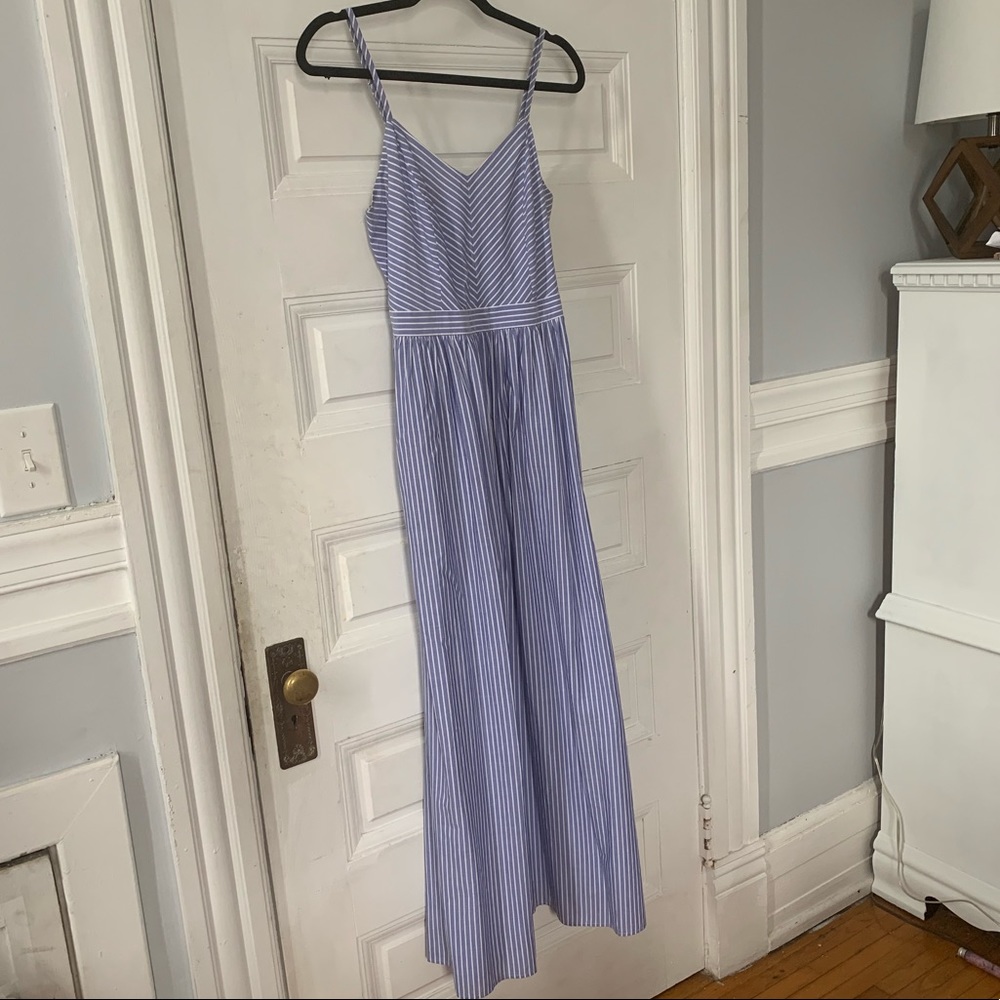 LOFT Romantic Blue & White Striped Maxi